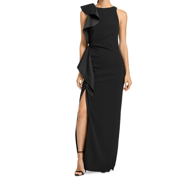 Black Floor Length Formal Maxi Dress Halston Heritage NWT - Picture 1 of 16